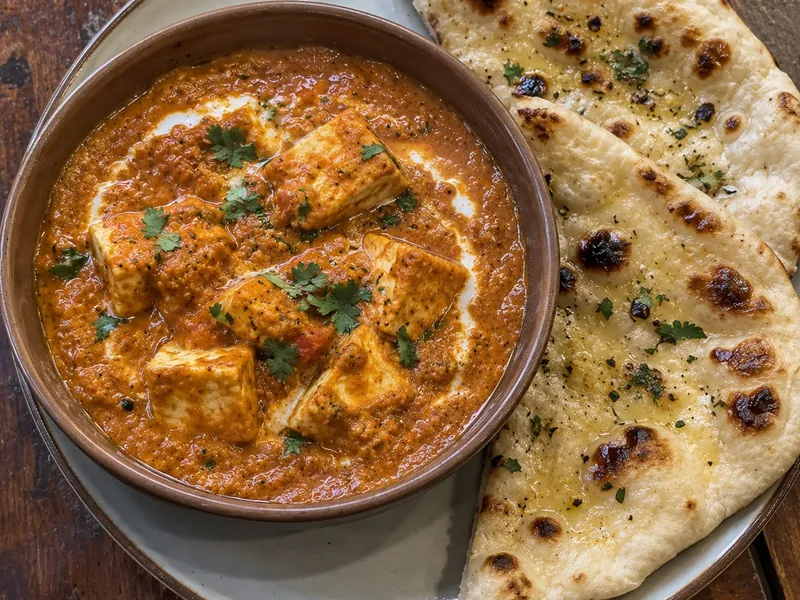 Cheese Naan with Paneer Curry