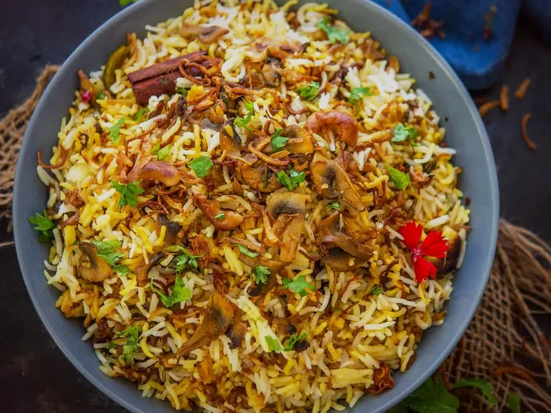 Gongura Pepper Mushroom Biryani